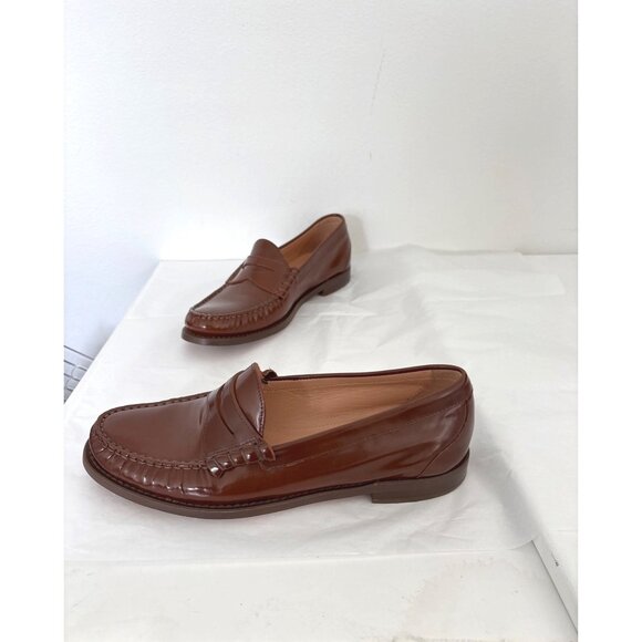 J.Crew Leather Penny Loafers Size 10 Brown Cognac Quiet Luxury Made in Morocco - Picture 2 of 13